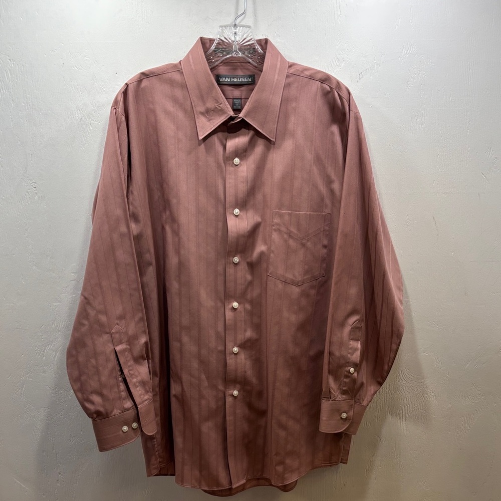Van Heusen Mauve vertical tonal stripe pattern Long Sleeve Dress Shirt